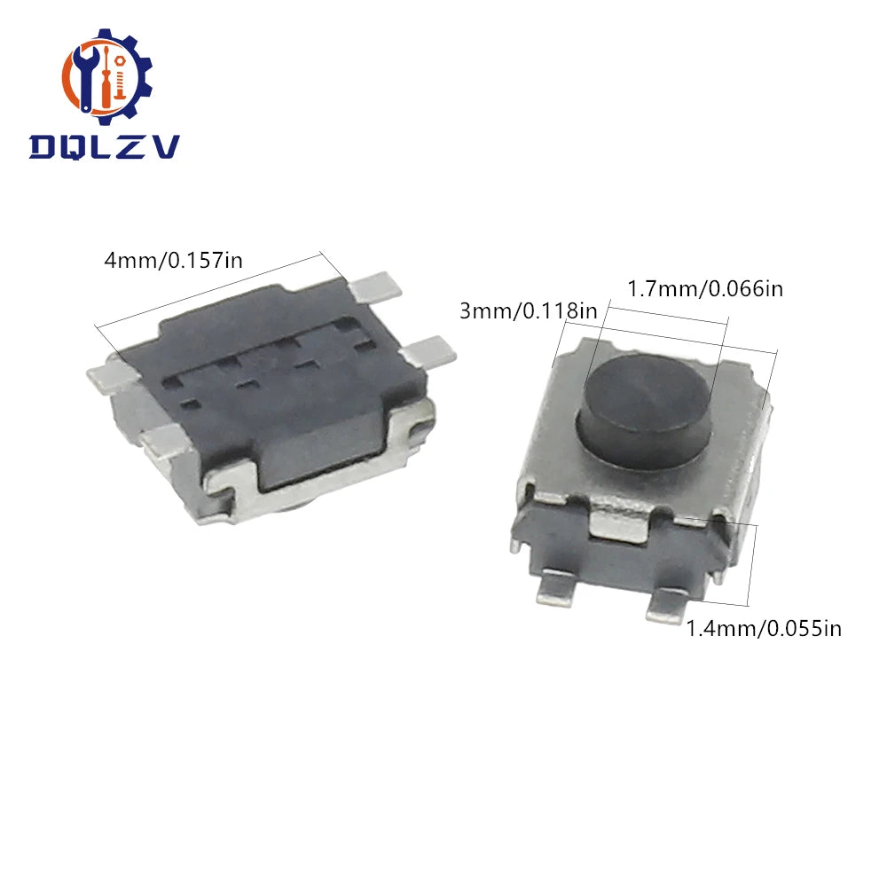 3*4*2 SMD 4 Pin Switch Turtle Tact Switch 3x4x2 mm 2 Feet Stand Upright With Out Pillars mini - Micro Touch Switch Button