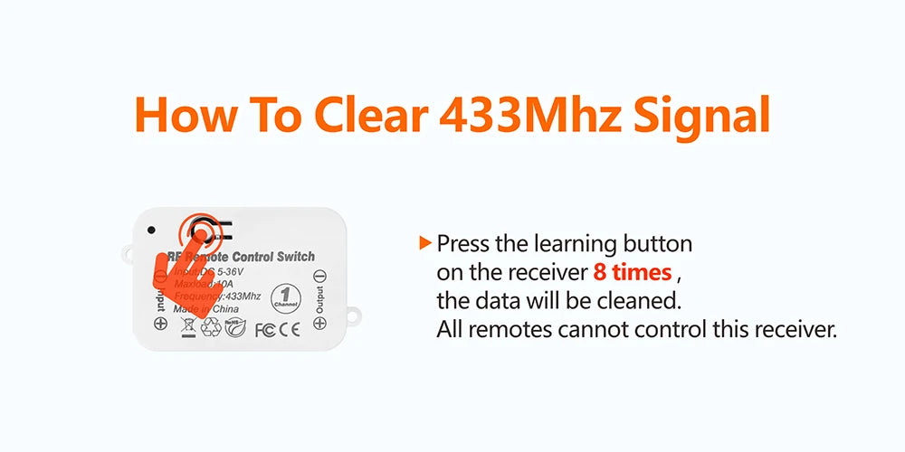 433Mhz Wireless Remote Control Switch DC 6V 12V 24V 30V 36V 10A Mini RF Relay Receiver,50m Transmitter for Pumps Light LED Fan