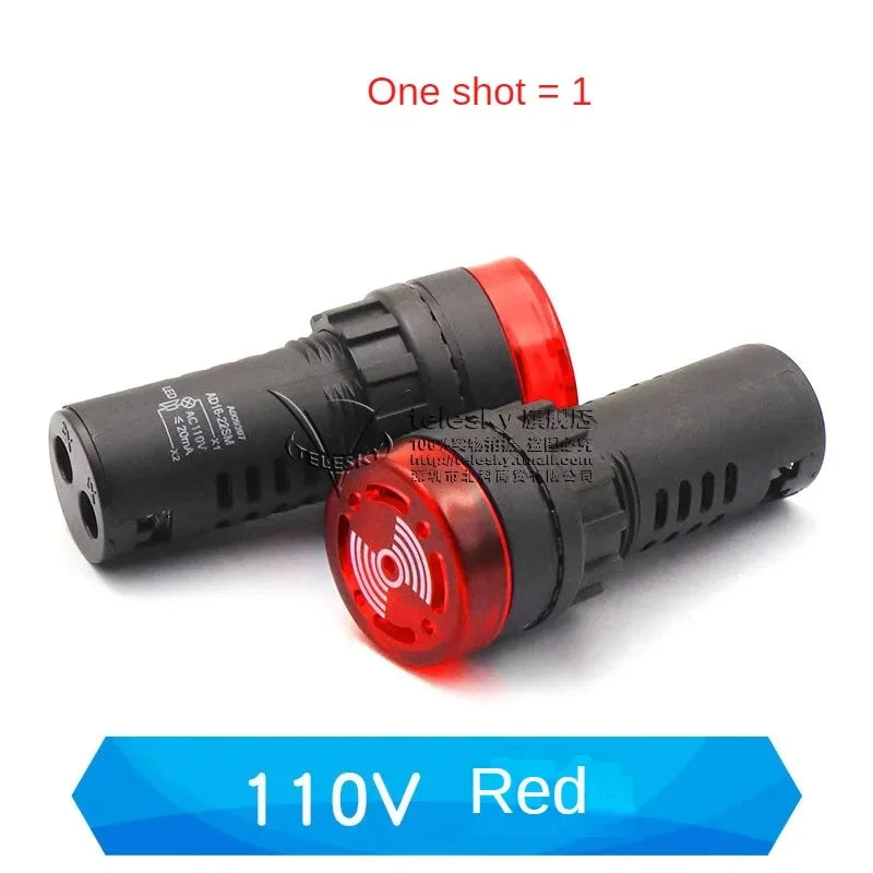 1PCS 12mm AD16-22SM 12V 24V 36V 48/110/220V Flash Signal Light Red LED Active Buzzer Beep Alarm Indicator Red Green Yellow Black