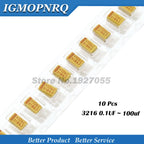 10pcs A B C D Type Tantalum Capacitor 100UF 0.22UF 1UF 4.7UF 10UF 22UF 33UF 47UF 6.3V 10V 16V 25V 35V 50V 3216 3528 6032 7343