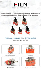 FILN 15A 250V Toggle Switches Miniature Thumb Lever on Off Electronics SPST SPDT DPDT Power Rocker Waterproof Cap