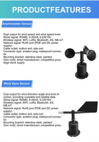 Ultrasonic Wind Sensor Anemometer Module 0‑2V 5V 10V 4‑20mA RS485 NPN PNP Multi‑Output Industrial Weather Station Sensor