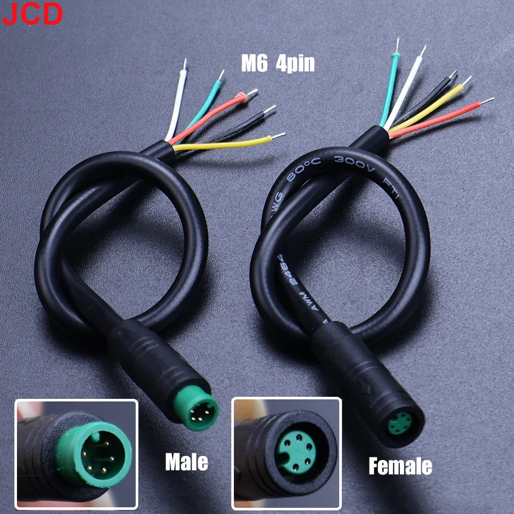 JCD M6 M8 2/3/4/5/6Pin Core 6mm Male Female Julet Electric Ebike Butt Plug Connector Cable Signal Sensor Waterproof Scooter Wire