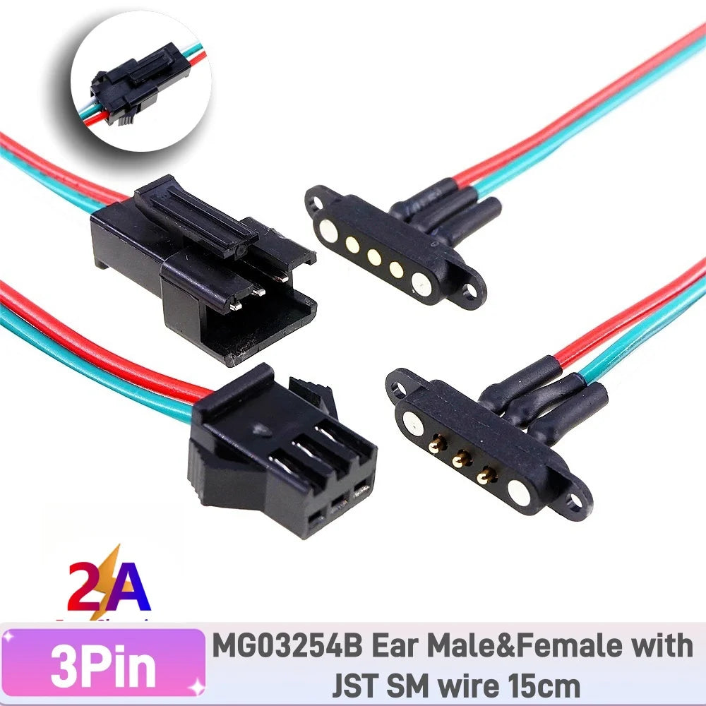 1 Set 2A 3A JST SM Plug DC Magnetic Pogo Pin Connector 2 3 4 5 6 Pin Male Female 2.54 mm Socket Adapter for LED Strip Lamp