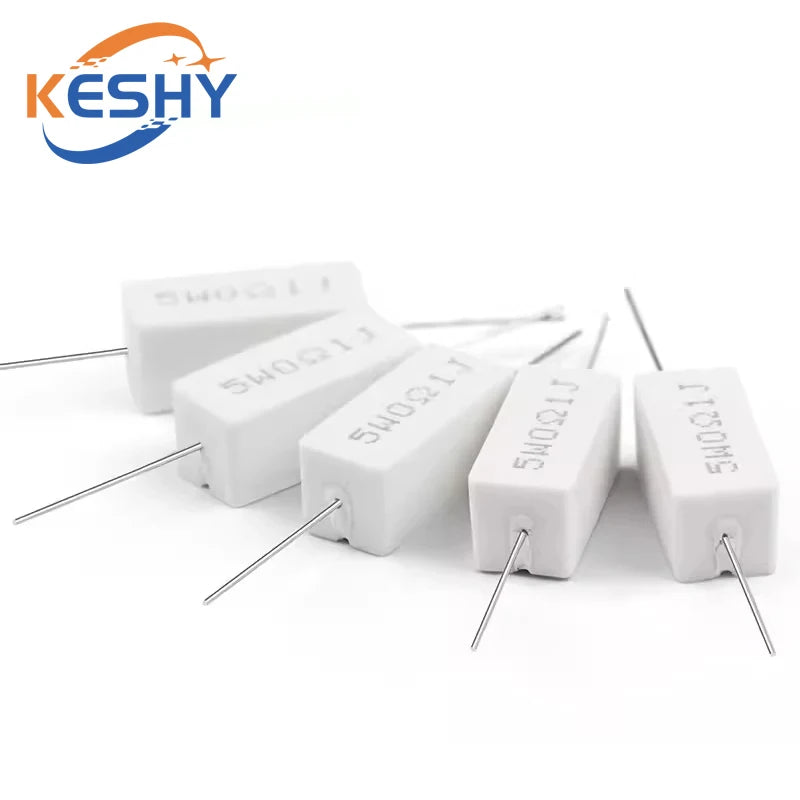 5PCS 5W 5% Cement Resistor Power Resistance 0.1 ~ 10K 0.1R 0.5R 1R 10R 100R 0.22 0.33 0.5 1 2 5 8 10 15 20 25 30 100 1K 10K ohm