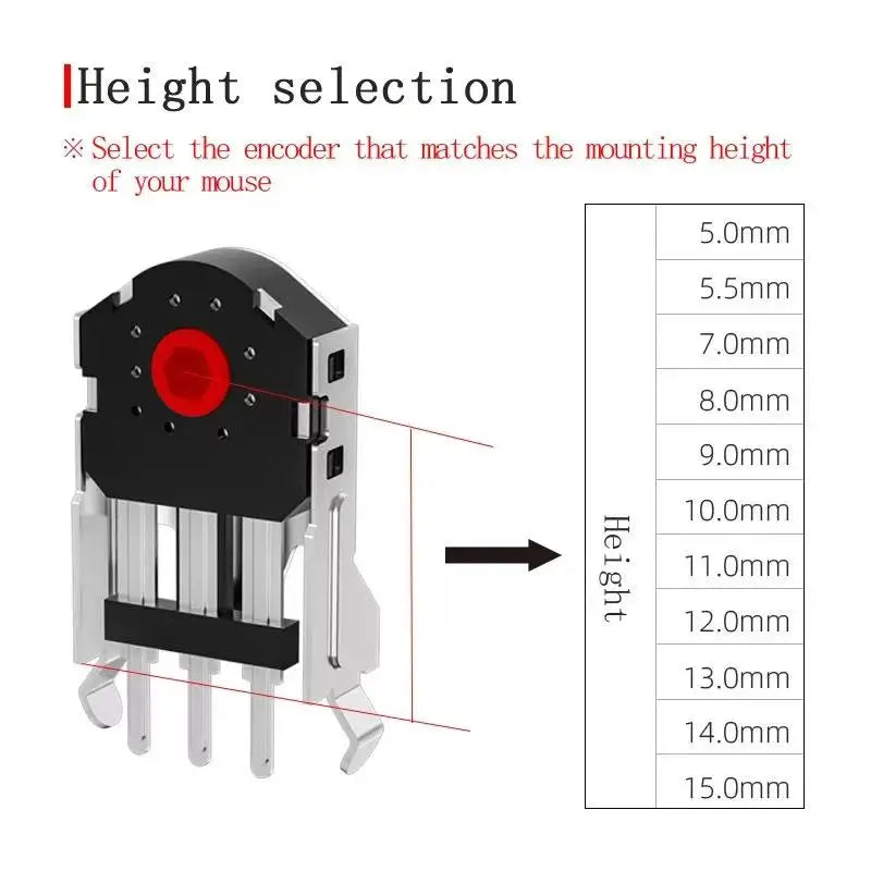 Kailh Decoder 5/7/8/9/10/11mm Red Core Rotary Mouse Scroll Wheel Encoder 1.74mm hole for PC Mouse alps encoder