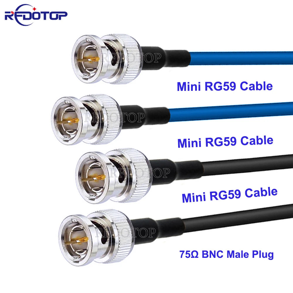 1Pcs HD SDI BNC to BNC Male Connector 75Ohm HMini RG59 RF Cable 75-2.5 1855A Pigtail for HD-SDI/3G-SDI/4K Video Camera CCTV