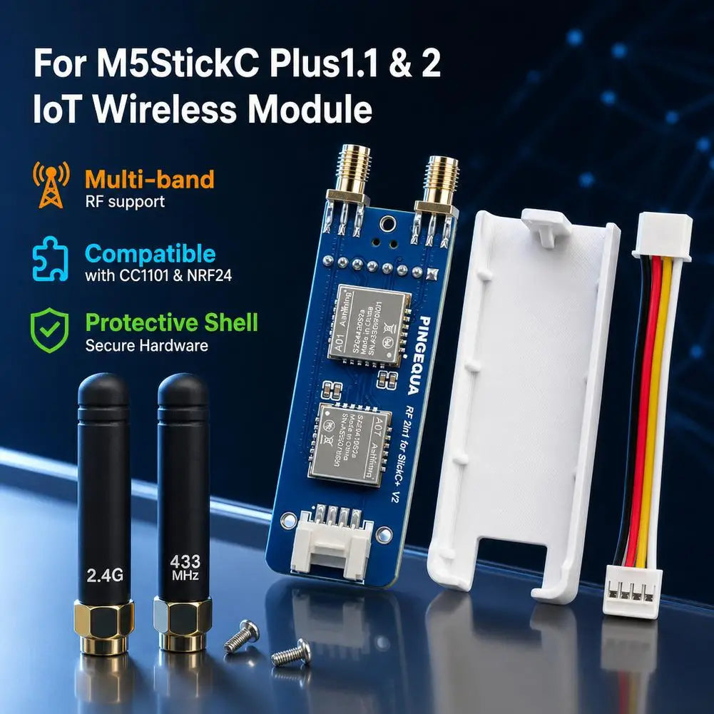 Stick RF 424 Development Board For M5Stack StickC Plus V1.1&2, 2 In 1 Module Compatibility NRF24L01 CC1101 Module Bruce Firmware