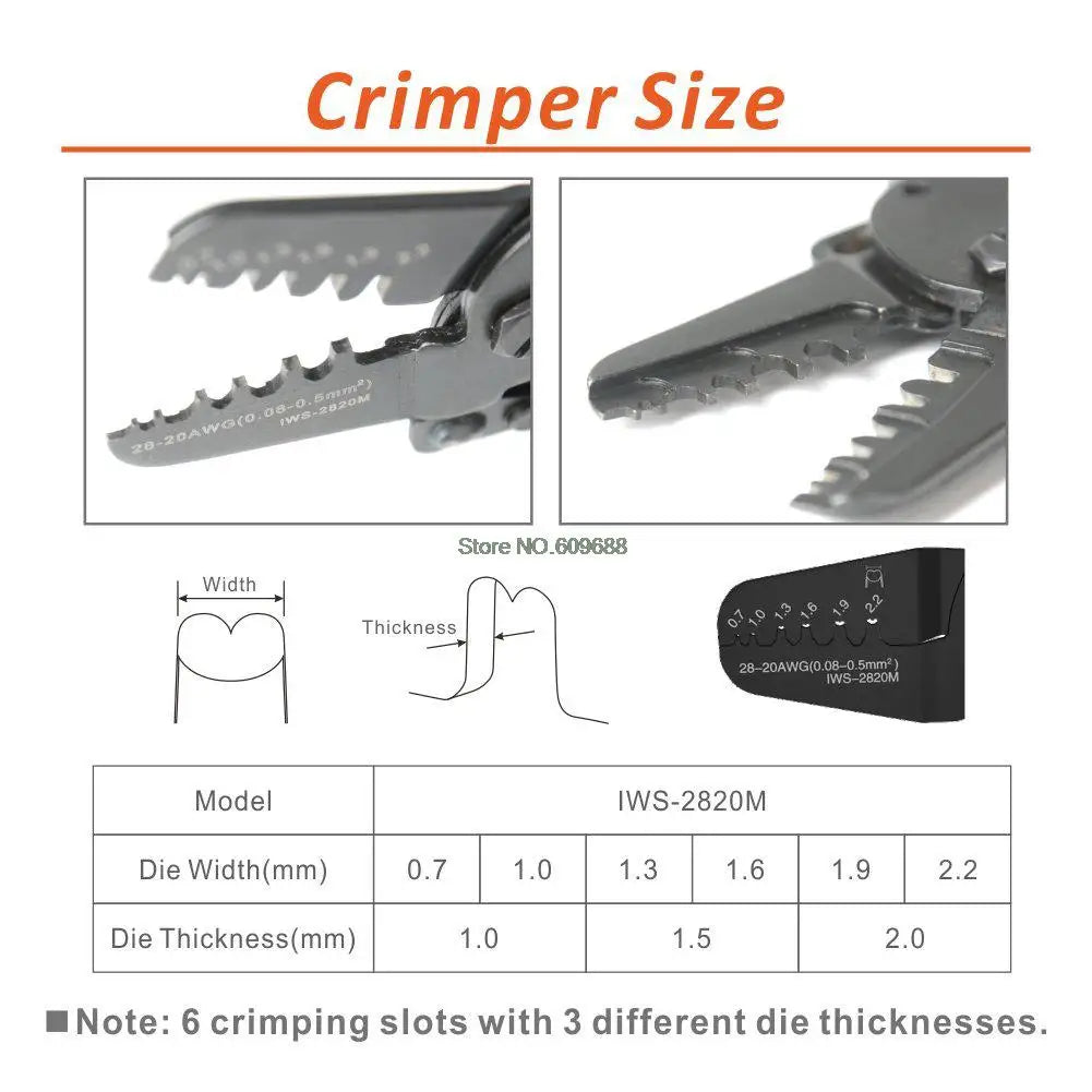 IWISS Mini Micro Open Barrel Crimping Tools Crimper Terminal Pliers for 28-20AWG JAM, Molex, Tyco, JST Terminals and Connectors