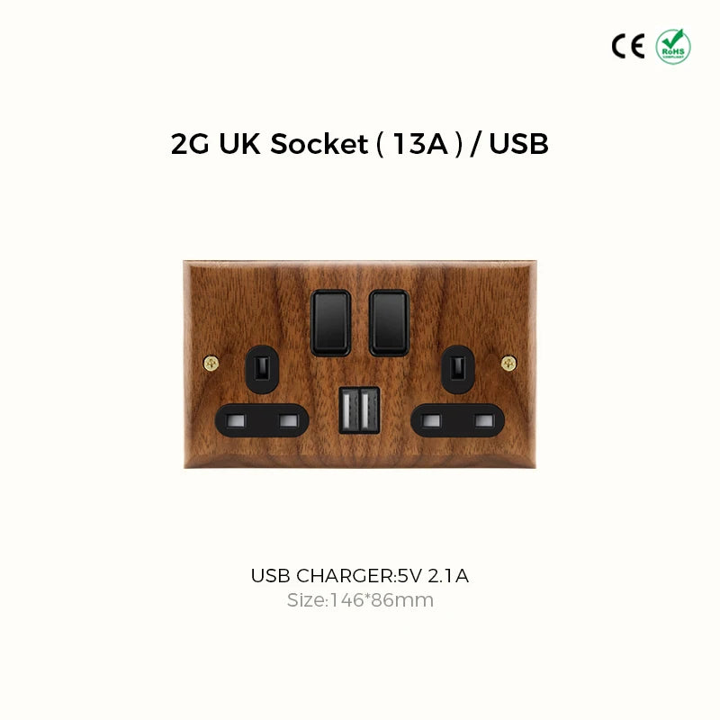 Avoir Retro Black Walnut Panel Toggle Switches USB Type C FR EU Socket Outlet Brass Lever Wall Light Switches Cat6 Rj45 For Home