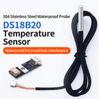 DS18B20 Temperature Sensor Module 304 Stainless Steel Waterproof Probe Waterproof Oil-proof Anti-interference GVS PH2.0 Interfac