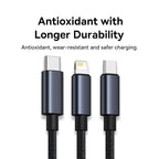 Baseus 3 in 1 USB Cable Type C Cable For Samsung Xiaomi Mi 9 Huawei Cable For iPhone 13 12 11 Phone Charger Micro USB Data Cable