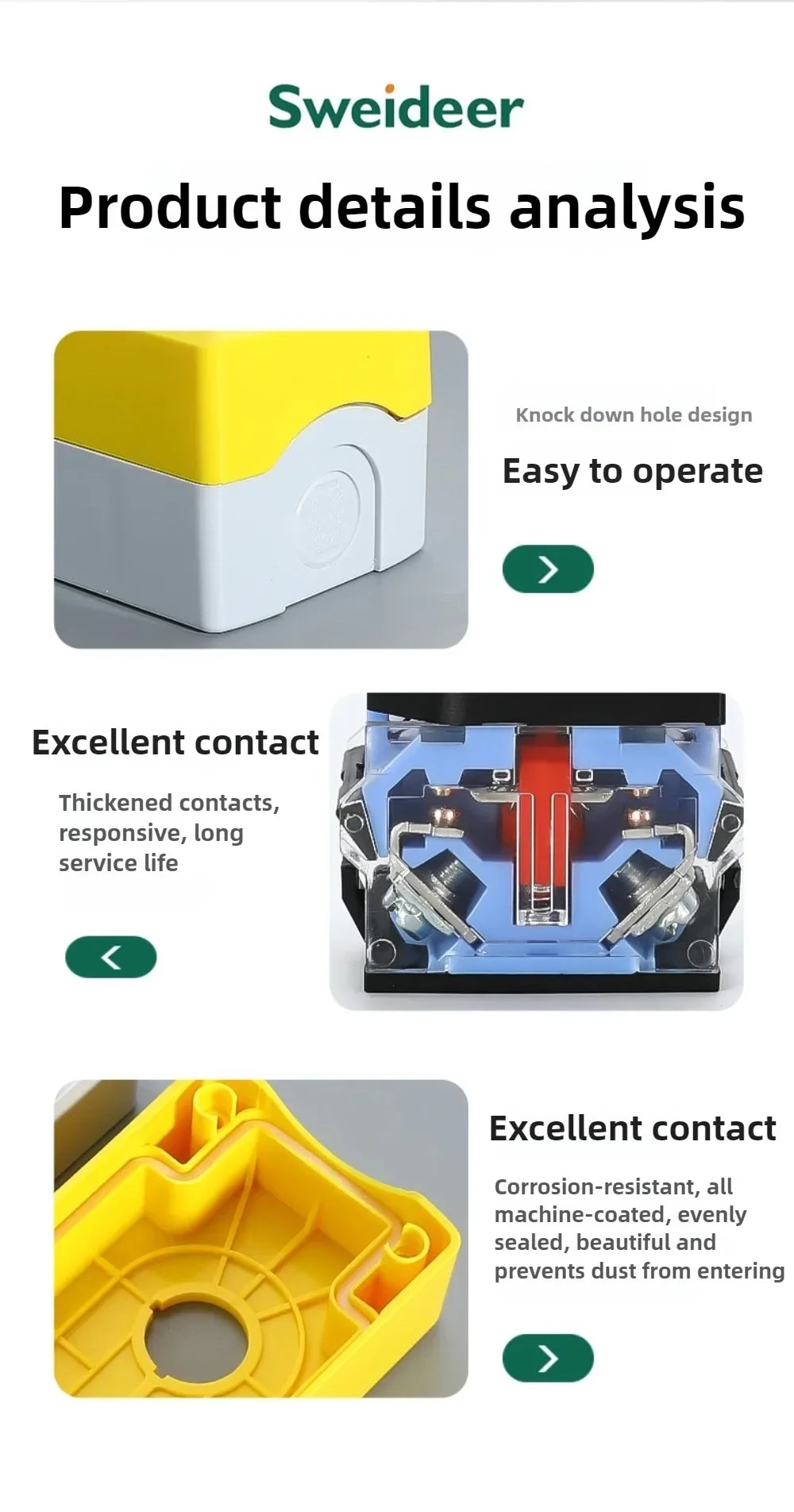 1/2/3/4/5 Hole Button Switch Control Box Button Emergency Stop Dustproof Waterproof IP65 Button Thickened Yellow Gray