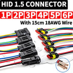 5/20/100 Sets 1/2/3/4/5/6 Pin Way Waterproof Electrical Wire Connector Plug 1.5mm Terminals 2Pin HID Plug Auto Xenon Lamp Plug