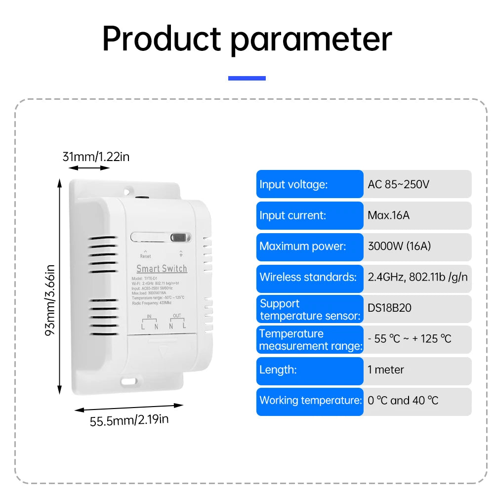 16A AC 220V Tuya WIFI Thermostat Socket Incubator Temperature Controller With Timer Switch Cooling Heating 1M DS18B20 Sensor