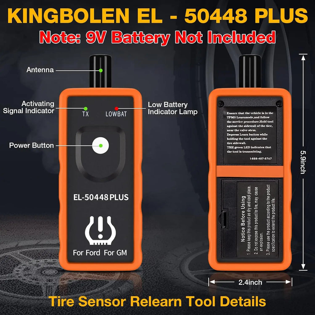 KINGBOLEN EL-50448 Plus TPMS Relearn Tool for Ford GM TPMS Relearn Tool for Ford GM Tire Pressure Monitor Sensor Reset Tool, 2 in 1 Relearn Tool for F150 Lincoln Buick Cadillac