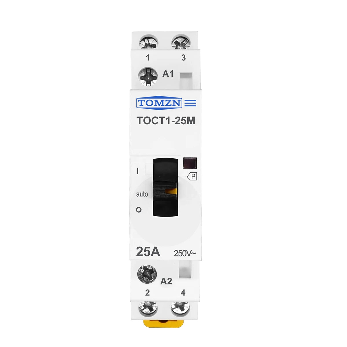 TOMZN TOCT1 2P 25A 220V/230V 50/60Hz Din Rail Household AC Modular Contactor With Manual Control Switch 2NO or 1NO 1NC or 2NC