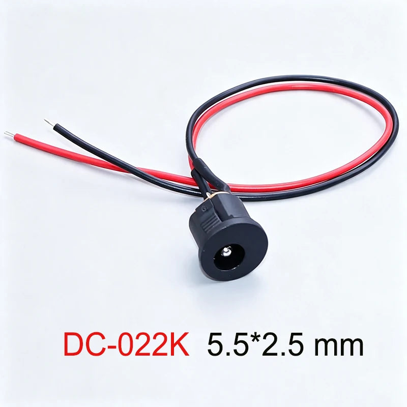 5.5*2.5/5.5*2.1mm Electric Lithium Battery Bicycle Connection Charging Port DC Power Supply Female Head With Cable Wired Socket