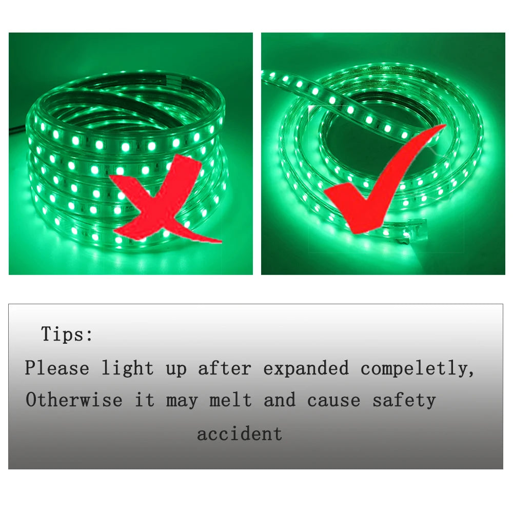 220V Self-adhesive LED Strip 10cm Cuttable Waterproof COB LED Strip No Need Driver Flexible Tape for Kitchen Home Garden Decor