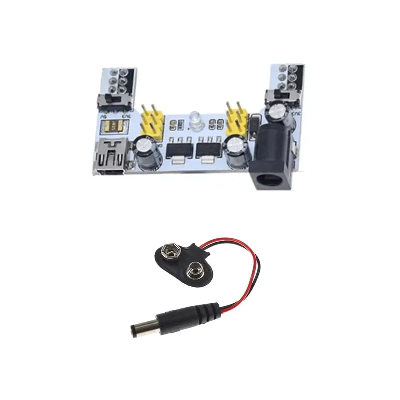 MB102 Breadboard Power Supply Module + MB-102 830/400 Points Solderless Breadboard Kit with 65 Flexible Jumper Wires 3.3V/5V