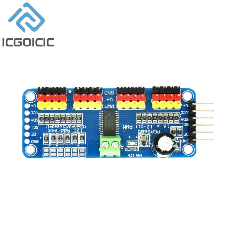 1-10PCS PCA9685 Robot Controller IIC Interface 16 Channel 12-Bit PWM Servo Motor Driver Board for Arduino Robot/ Raspberry Pi
