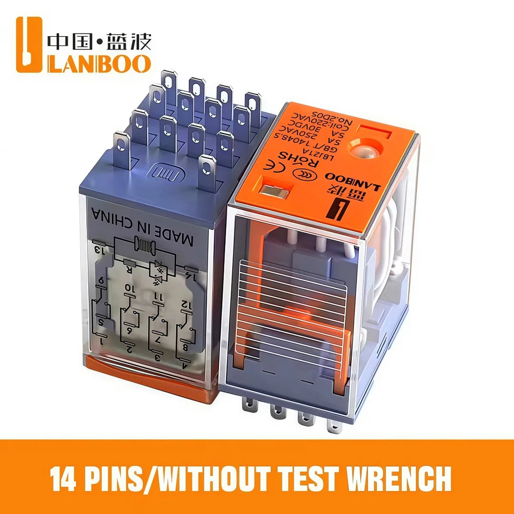 LANBOO Relay 12V 24V/AC 220V AC Voltage Coil High Quality General Purpose Micro Mini Relay with Socket Base 8pin/14pin