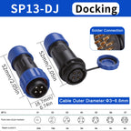 SP13 Connector Waterproof IP68 2pin 3pin 4pin 5pin 6pin 7pin Docking Male Plug Female Socket Cable Plug and Socket Connectors