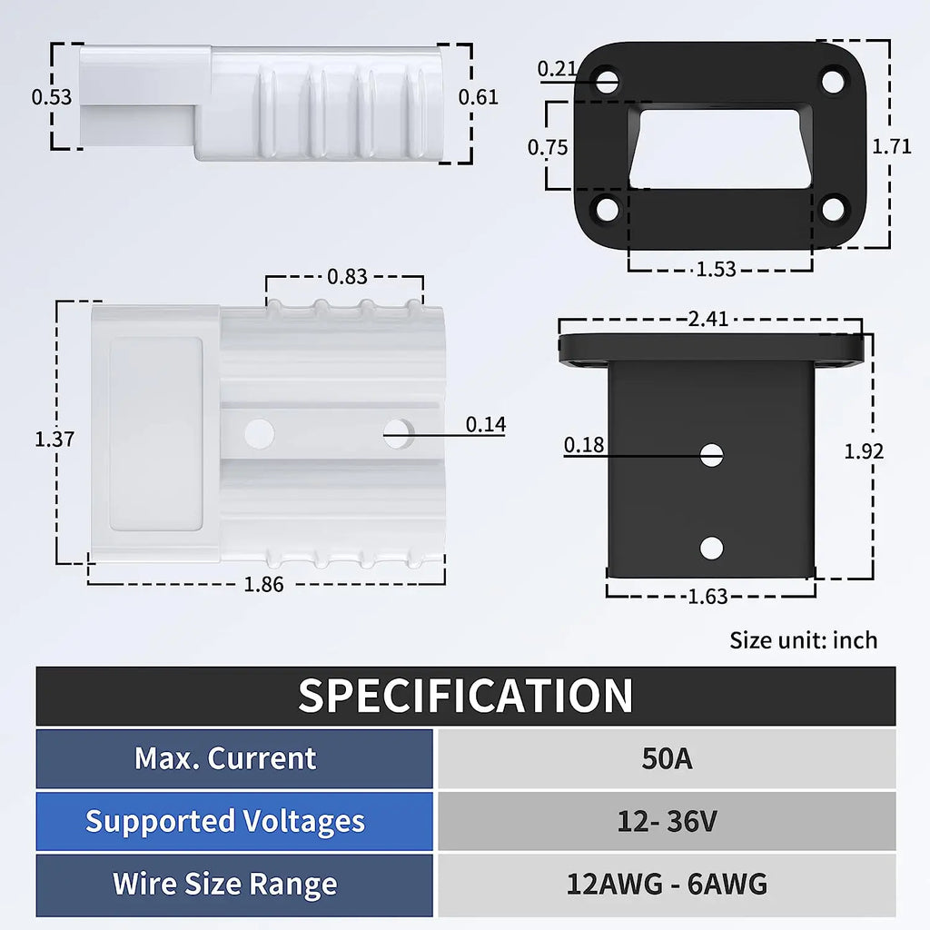 DaierTek 2PCS 50A Battery Quick Connect Disconnect Connector 6 to 12 Gauge Battery Cable Connector Quick Disconnect Battery