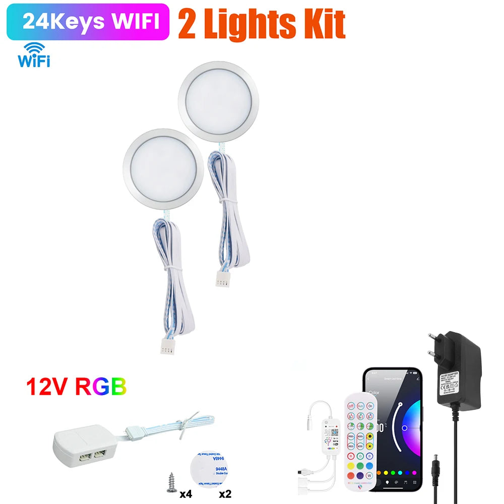 1 2 3 5 6 8 Lihgts RGB LED Cabinet Light 12V WiFi Bluetooth 24Key 44Key Remote Control Power Kit for Kitchen Wardrobe Lighting