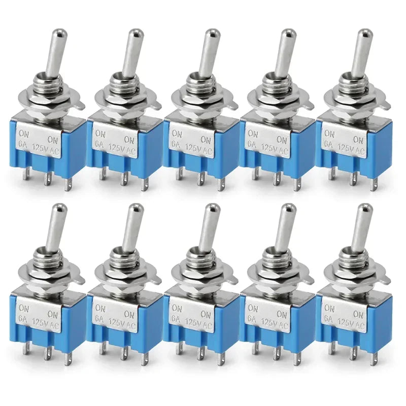10Pcs Miniature Toggle Switch ON-OFF-ON Mini Button Rocker Power Switch 3Pin 6Pin ON-OFF MTS-102 MTS-103 MTS-202 MTS-203