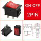10/30/100 Pcs KCD1 Snap - in Boat Rocker Switch - SPST ON - OFF, 2/3/4 Pin, 250V 6A (AC) / 125V 10A, 2P Toggle Power Snap Switch