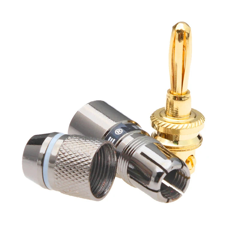 8Pcs 4mm Banana Plug 24K Gold Plated Pure Monster Copper Speaker Adapter Screw  Plugs Audio Connectors
