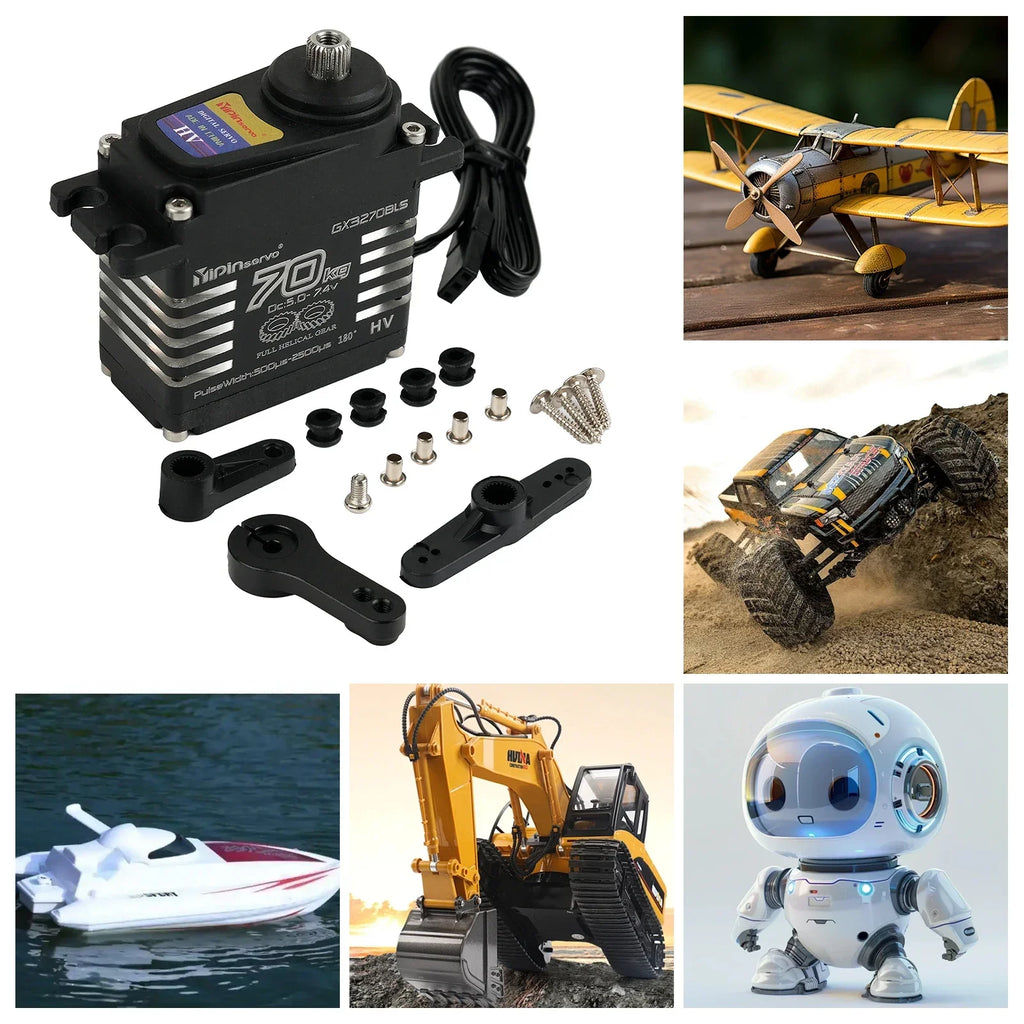 70kg Digital Servos Large Torque Magnetic Induct 8.4v Brushless Motor IP68 Steel Helical Gear For 1/8 1/10 Remote RC Car Robot