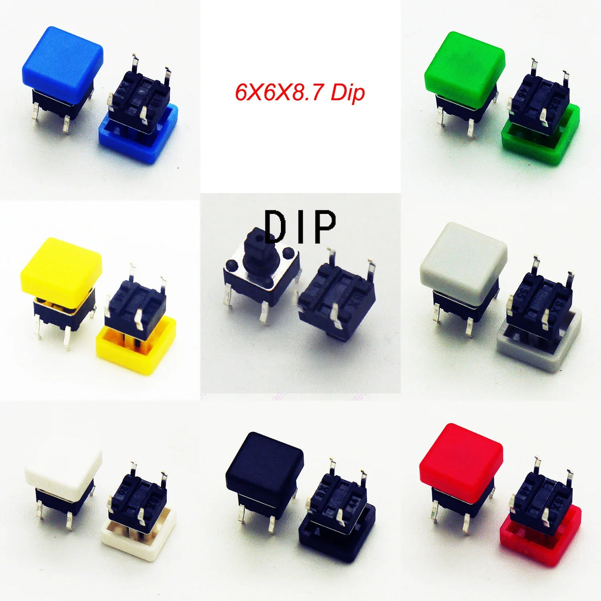 10PCS 6X6X7.3mm 4PIN DIP SMT Momentary Tact Button H=8.7mm With Cap Mini Push Button