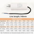 1Pcs CBB60 Motor Run Capacitor 450VAC Lead Wire with Mounting Screw 4~25uF for Water Pump Washing Machine Fan Compressor