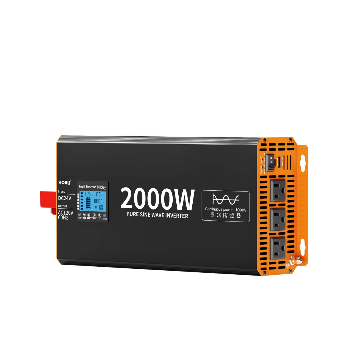 Pure Sine Wave Inverter DC to AC 12V 24V to 120V 4000W 3000W 2000W 60Hz High Power Inverter LCD Display Car Solar Inverter