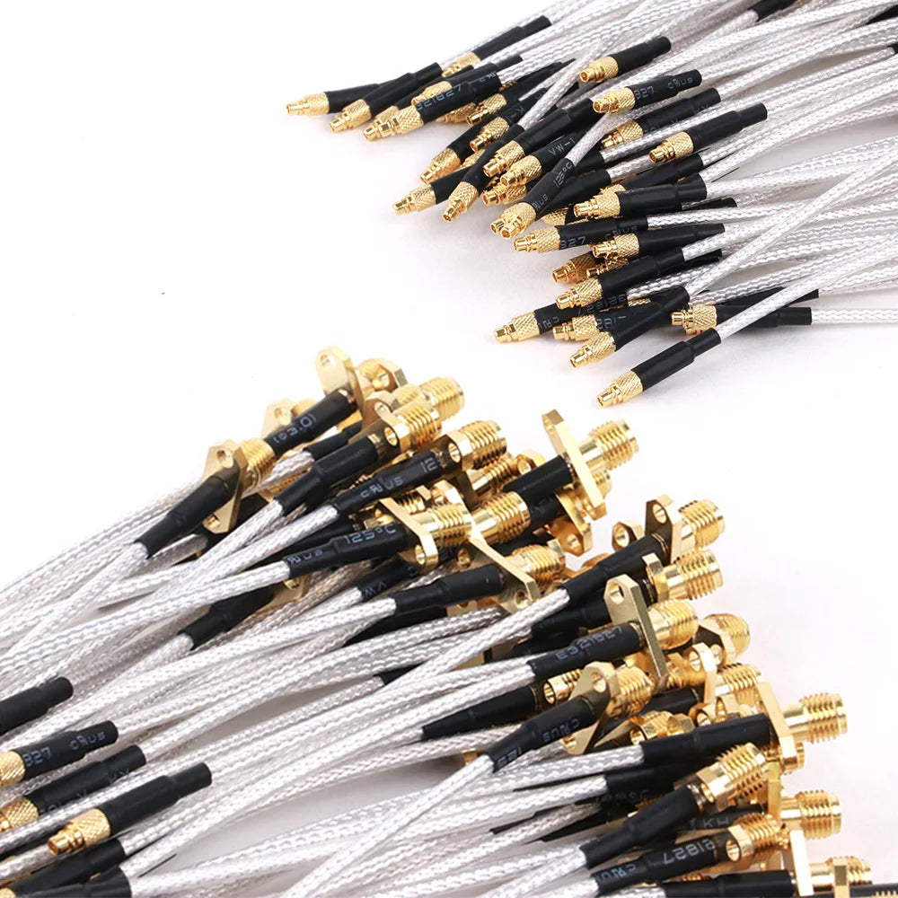 10PCS MMCX Male to SMA Female 2Hole Flange Panel Mount RG316 Cable Pigtail FPV Antenna Extension Cord for TBS Unify Panda RC VTX