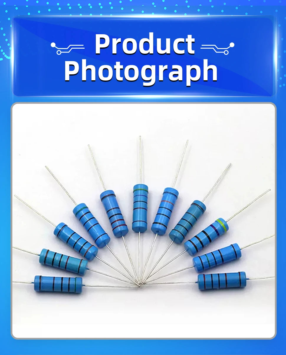 10pcs 5W Metal Film Resistor 1% 1Ω - 1MΩ 2 2.2 10 15 47 100 120 390 470 820 1K 1.2K 3K 8.2K 22K 20K 33K 47K 150K 330K 560K ohm