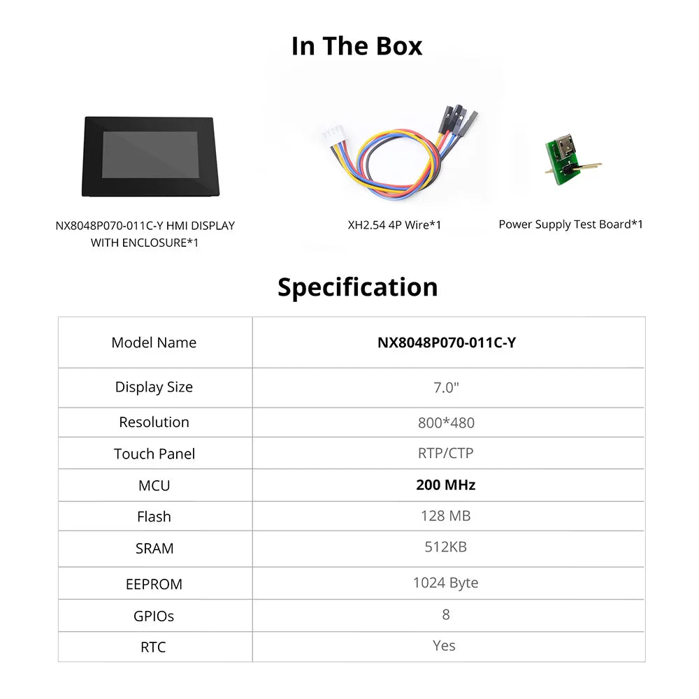 NEXTION 7.0'' Intelligent Resistive/Capacitive LCD Touch Display NX8048P070-011C/R-Y Multifunction HMI Module With Enclosure