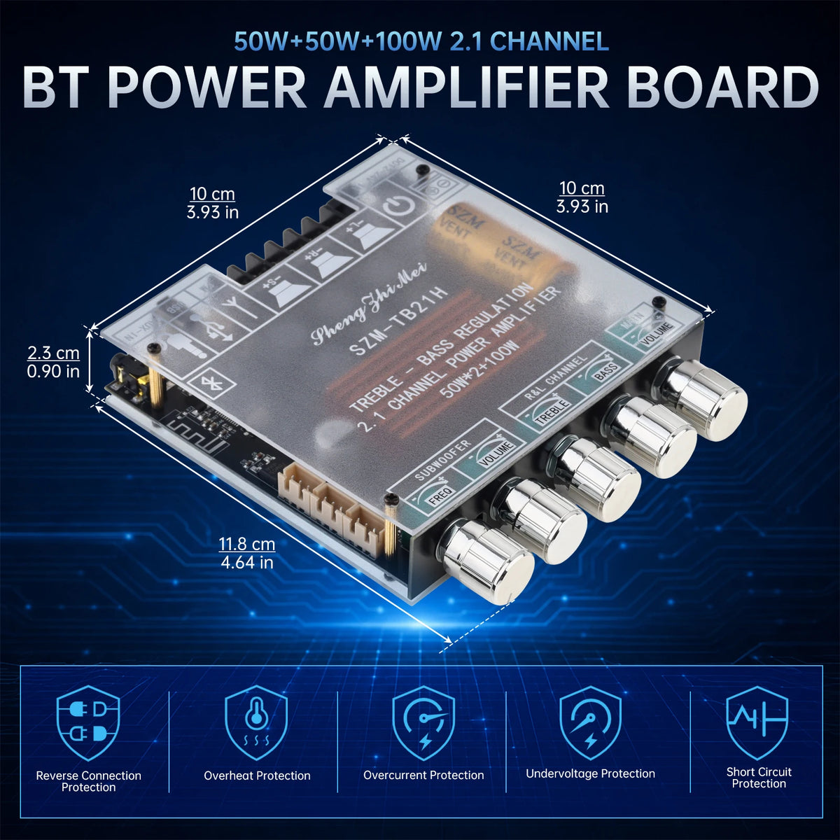 DC 12V-24V Audio Receiver Power Amplifier Module HiFi Chips SZM-TB21H TPA3116D2 Bluetooth Car Audio Speakers Amplifier Board