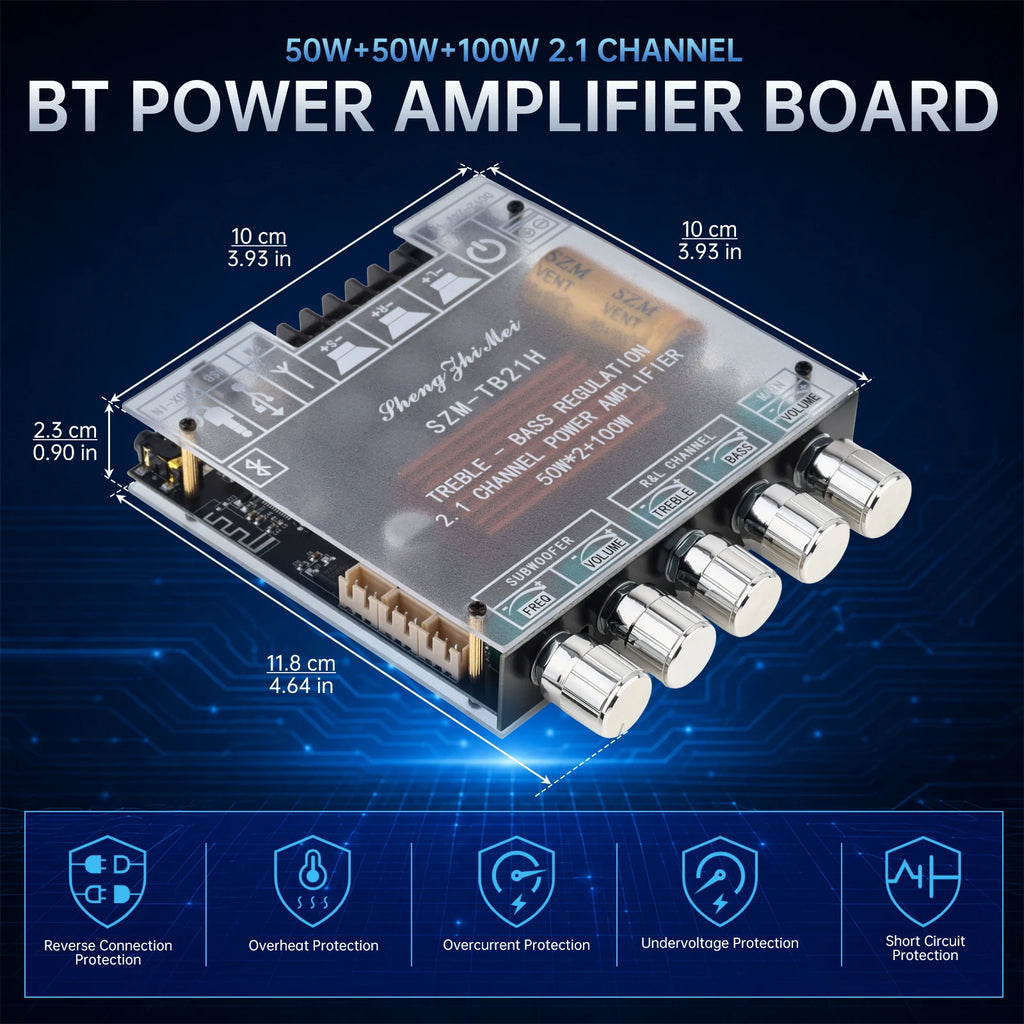 DC 12V-24V Audio Receiver Power Amplifier Module HiFi Chips SZM-TB21H TPA3116D2 Bluetooth Car Audio Speakers Amplifier Board