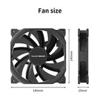 Teucer AF 14025 PC Case Cooling Fan 12V 4Pin PWM MHDB Hydraulic Bearing White 14CM Silent Fan for Computer Radiator Ventilator
