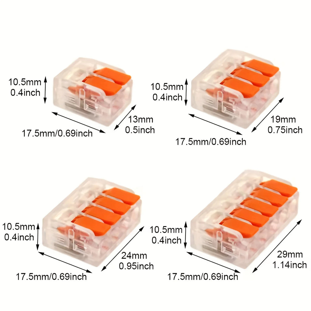 Multi Port Orange Universal Quick PlugIn Terminals Connectors Wire Connector Terminals Two Hundred Fifty Volt Thirty Two Amp