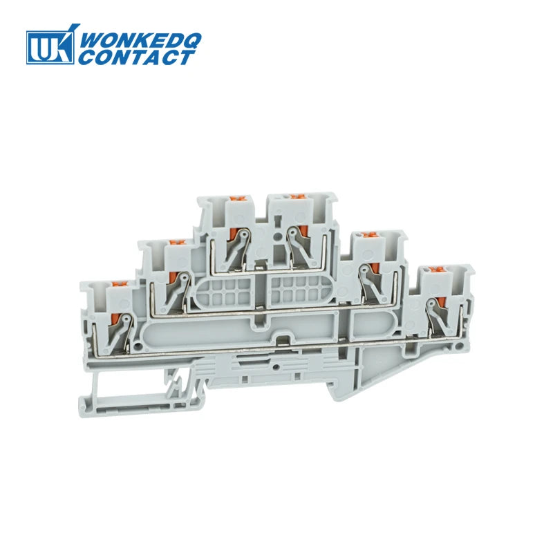 10Pcs PT2.5-3L Push-in Wiring Connector Triple 3 Level 2.5 mm² Cable 2.5mm Electrical Cable Din Rail Terminal Block PT 2.5-3L