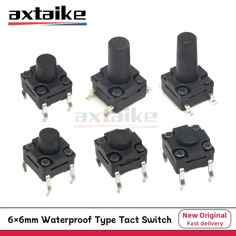 50Pcs 6×6mm Waterproof Type Tact Switch DIP SMD 4Pin 6*6*4.3/5/6/7/8/9/10/11/12/13mm Mini Micro Momentary Tactile Push Button
