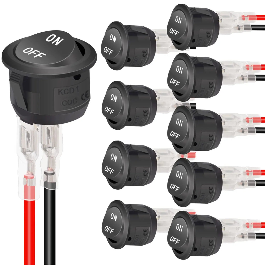 ON Off Round Rocker Switches SPST 20mm Mini 12 Volt DC Mini Circle Toggle Switch 12V for Car Automotive RV 2 Pin