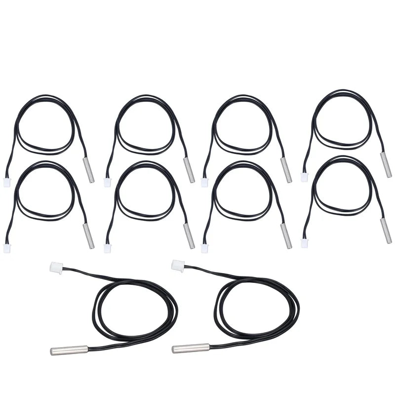 10Pcs Temperature Sensor Probe NTC Thermistor Temp Transducer 5x25mm Cylindrical Head 500mm10K B3435