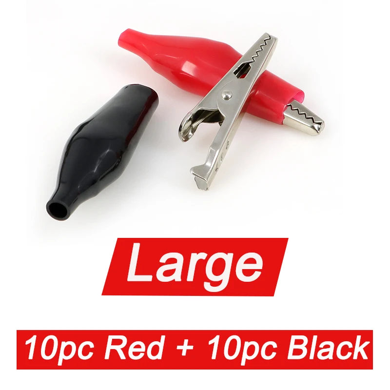 30A-300A 28/35/45mm Black Red Set Crocodile Clip Crocodile Electrical Clamps Test Probe Meter Soft Plastic Alligator Test Clips