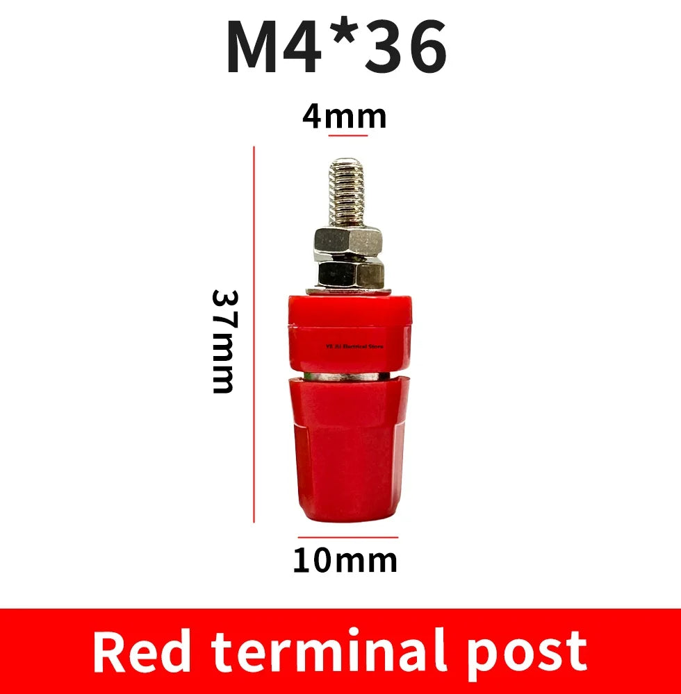 1PCS/5PCS M4X36 Pure Copper Terminal 4mm Banana Jack Socket 20A Binding Post Banana Plug Connector