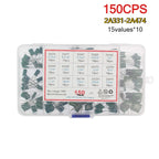 150-620PCS 100V Polyester Film Capacitor Assorted Kit 0.33nf 0.47nf 0.56nf 0.82nf 1nf 2A331J 2A471J 2A561J 2A821J 2A102J